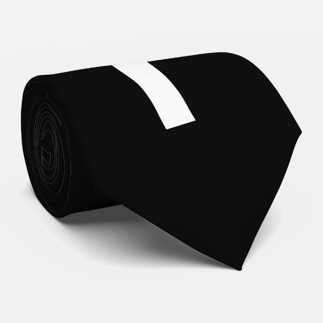 White Cross on Black Background Tie (Rolled)