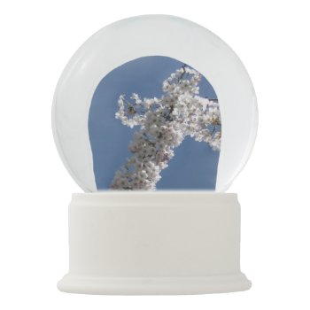 White Cross On Blue Sky First Communion Custom Snow Globe by ArtByApril at Zazzle