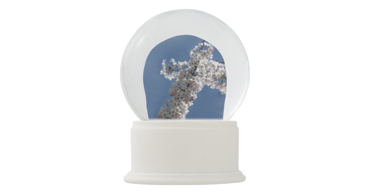 White Cross on Blue Sky FIRST COMMUNION Custom Snow Globe