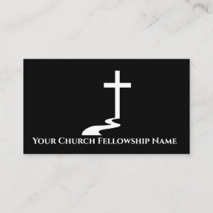 White Cross on Mound Logo Church Pastor Business Card
