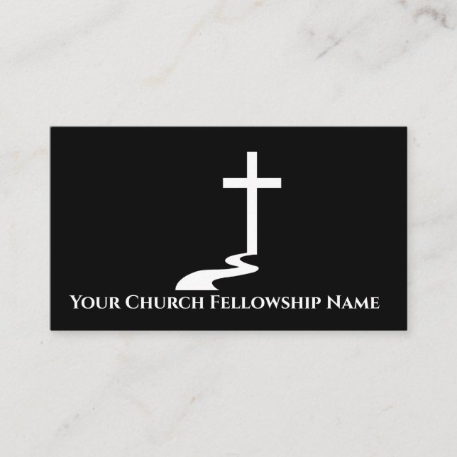 White Cross on Mound Logo Church Pastor Business Card (Front)
