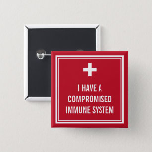 White Cross Red Compromised Immune System Button