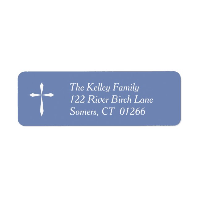 White Cross Religious Address Label, Blue Label (Front)
