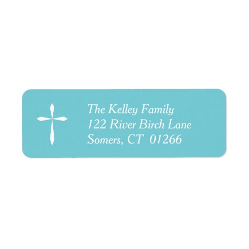 White Cross Religious Address Label Blue Label