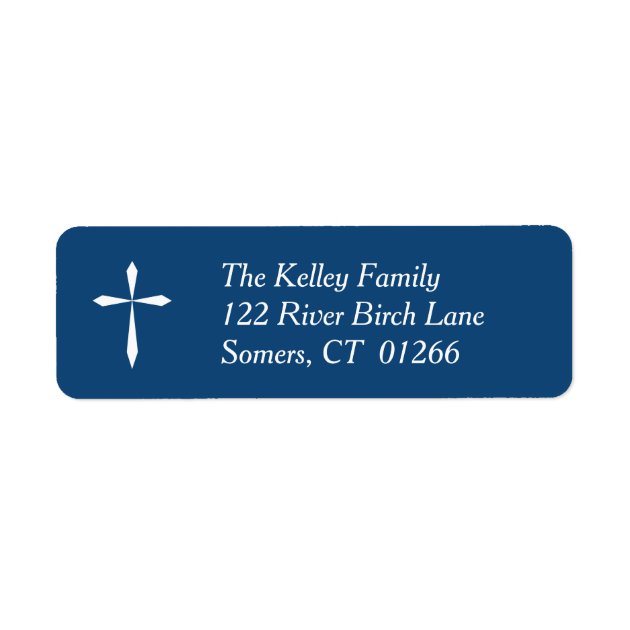 White Cross Religious Address Label, Navy Label | Zazzle