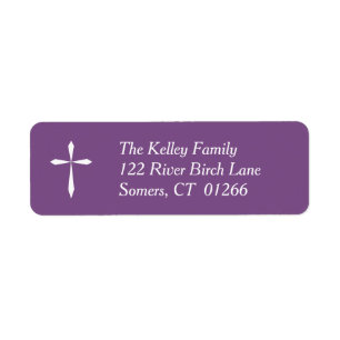White Cross Religious Address Label, Purple Label