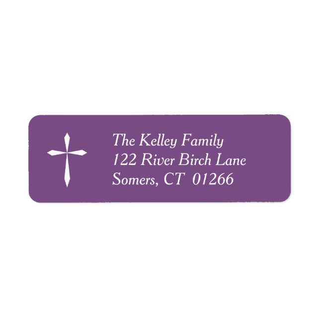 White Cross Religious Address Label, Purple Label (Front)