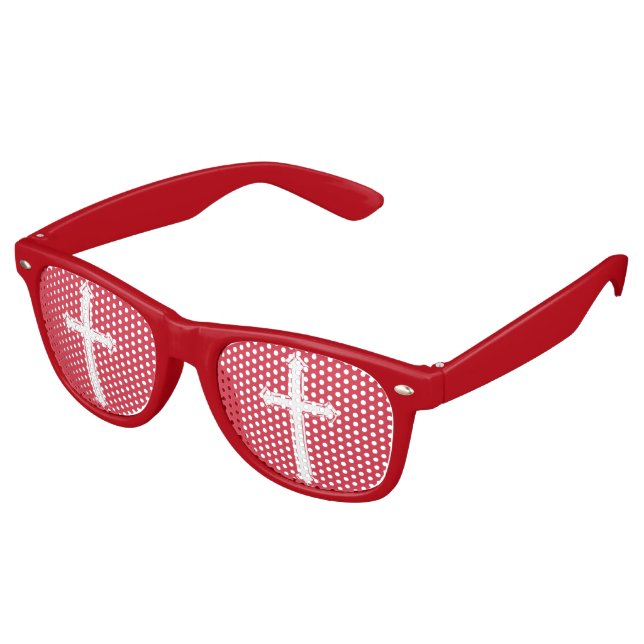 White cross retro sunglasses (Angled)