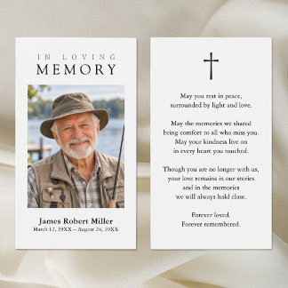 White Cross Simple Photo Prayer Sympathy Card