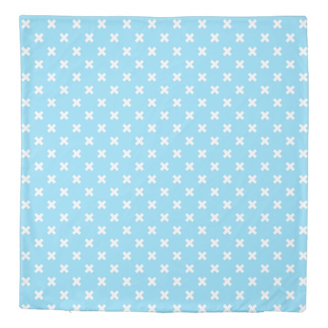 White cross stitches on baby blue duvet cover (Back)