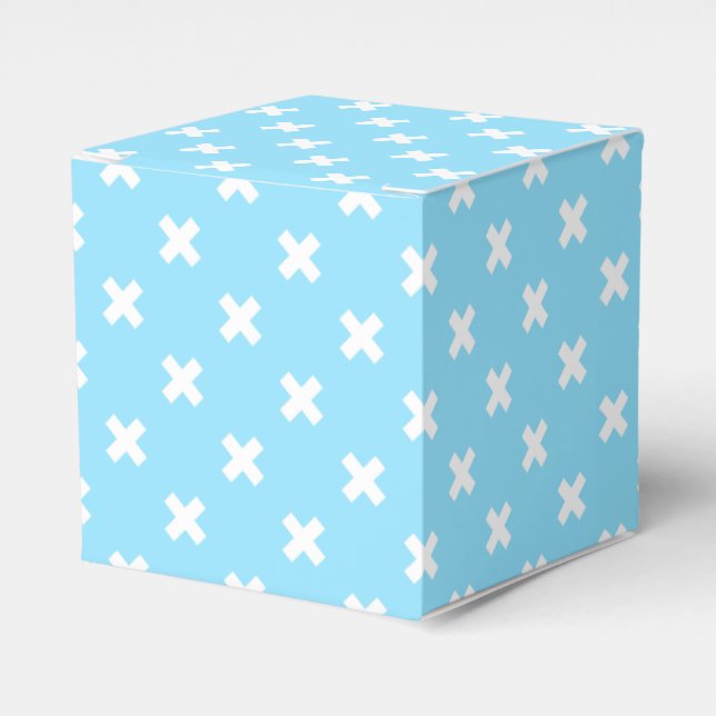 White cross stitches on baby blue favor boxes (Front Side)