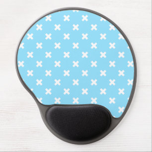 White cross stitches on baby blue gel mouse pad