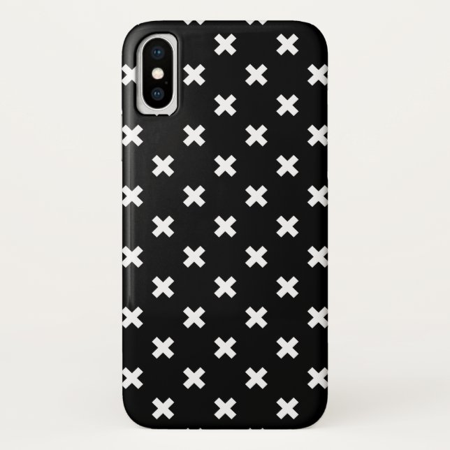 White cross stitches on black Case-Mate iPhone case (Back)