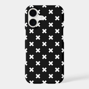 White cross stitches on black iPhone 17 case
