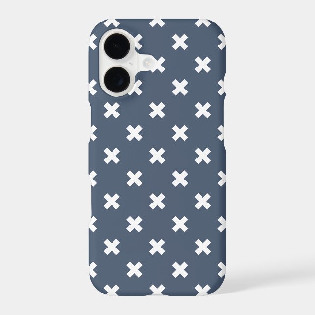 White cross stitches on blue-gray Case-Mate iPhone case (Back)