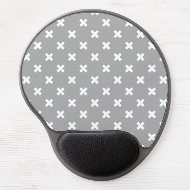 White cross stitches on gray gel mouse pad (Front)