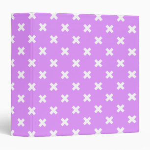White cross stitches on lilac 3 ring binder