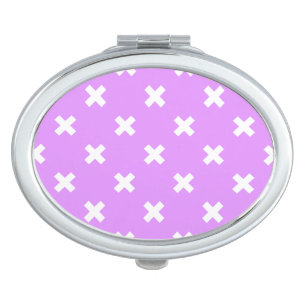 White cross stitches on lilac compact mirror
