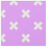 White cross stitches on lilac fabric