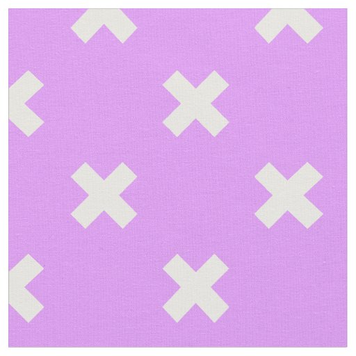 White cross stitches on lilac fabric