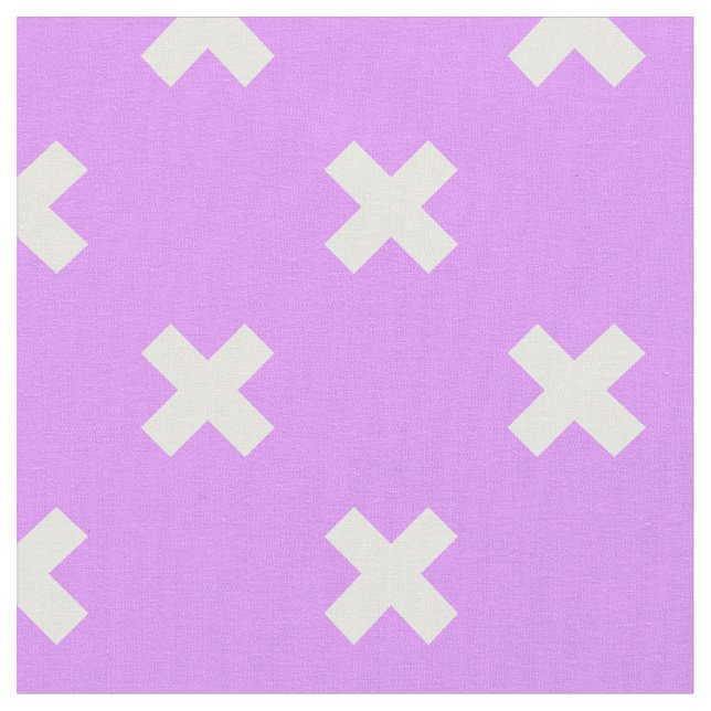 White cross stitches on lilac fabric (Close Up)
