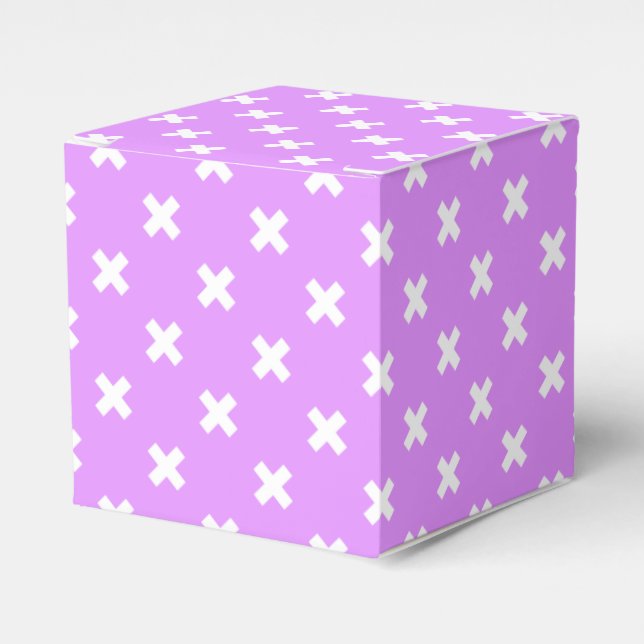 White cross stitches on lilac favor boxes (Front Side)