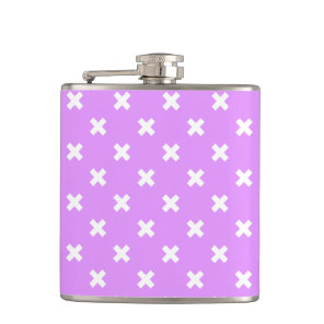 White cross stitches on lilac flask