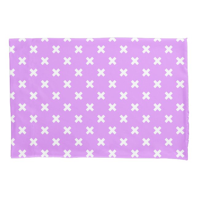 White cross stitches on lilac pillow case (Front)