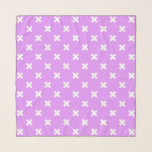 White cross stitches on lilac scarf<br><div class="desc">White cross stitches on lilac</div>