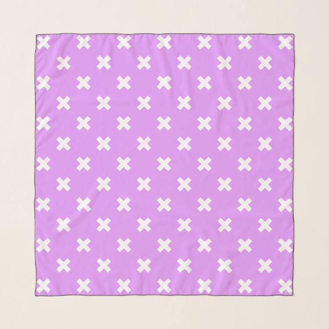 White cross stitches on lilac scarf (Front)
