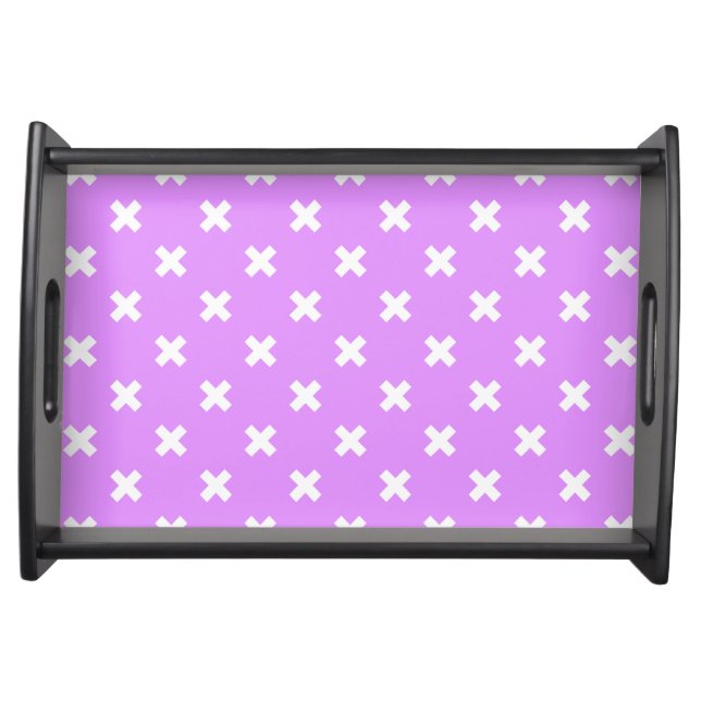 White cross stitches on lilac serving tray (Front)