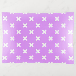 White cross stitches on lilac trinket tray