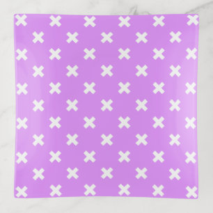 White cross stitches on lilac trinket tray
