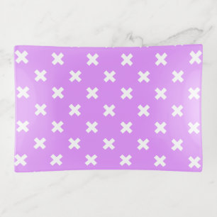 White cross stitches on lilac trinket tray