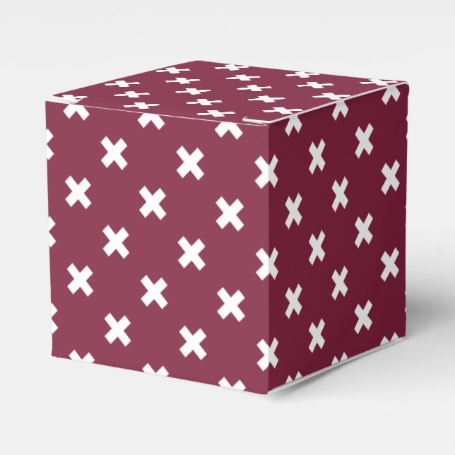 White cross stitches on mulberry favor boxes (Front Side)