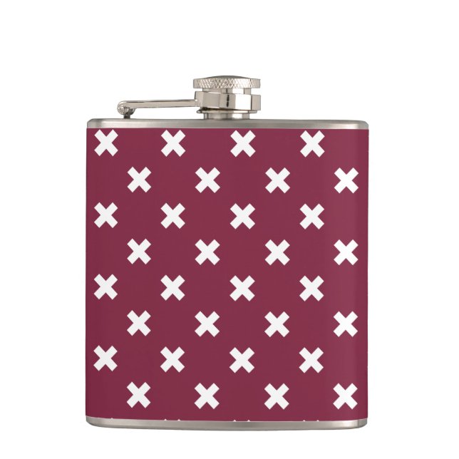 White cross stitches on mulberry flask (Front)