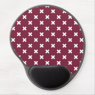 White cross stitches on mulberry gel mouse pad