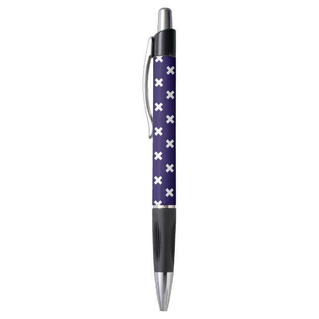 White cross stitches on navy blue pen (Top (Vertical))