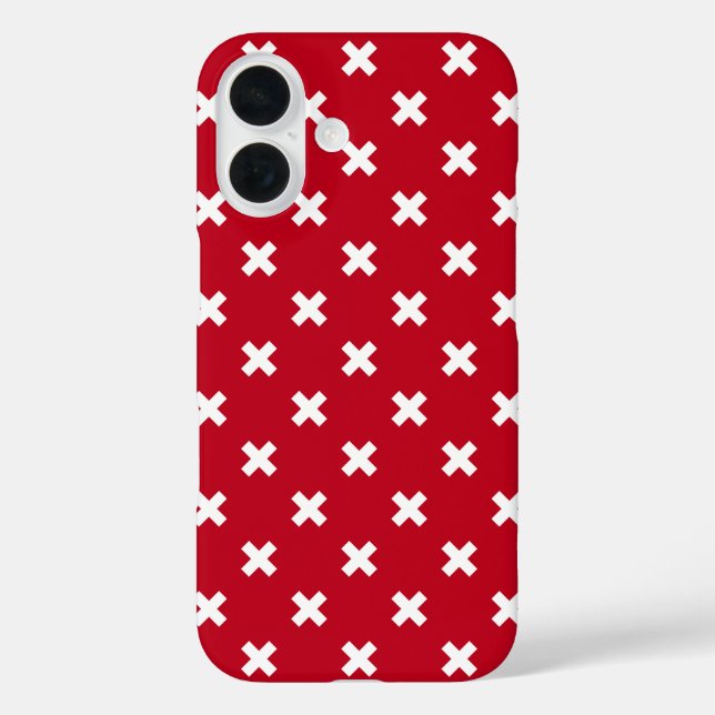 White cross stitches on red Case-Mate iPhone case (Back)