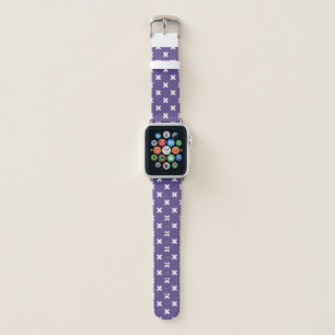 White cross stitches on ultra violet apple watch band