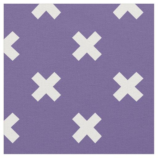 White cross stitches on ultra violet fabric