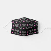 White Crossed Rackets Pink Tennis Balls Pattern Cloth Face Mask