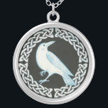 White Crow pendant necklace<br><div class="desc">White crow in a celtic circle</div>