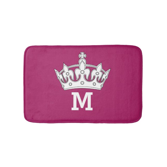White Crown Monogram Personalized Bath Mat (Front)