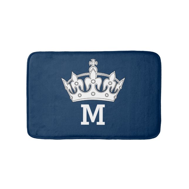 White Crown Monogram Personalized Bath Mat (Front)