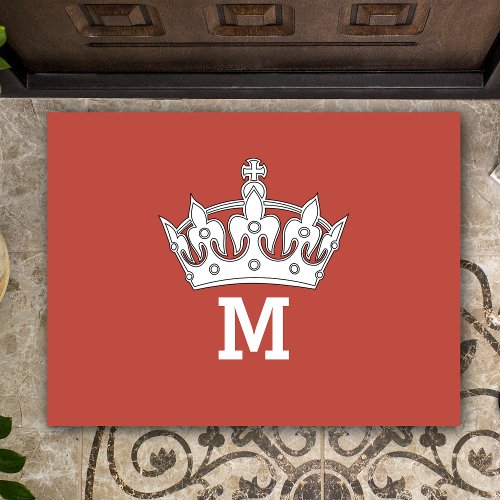 White Crown Monogram Personalized Doormat