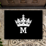 White Crown Monogram Personalized Doormat at Zazzle