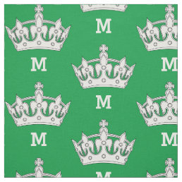 White Crown Monogram Personalized Fabric