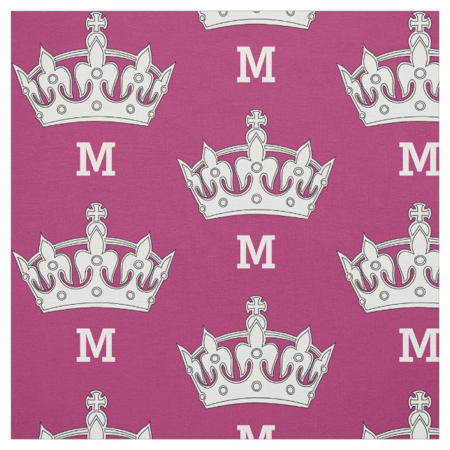 White Crown Monogram Personalized Fabric (Swatch)