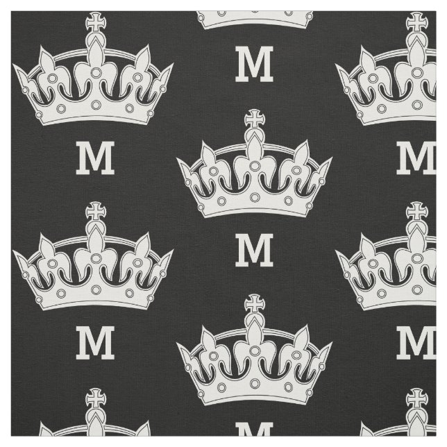 White Crown Monogram Personalized Fabric (Swatch)